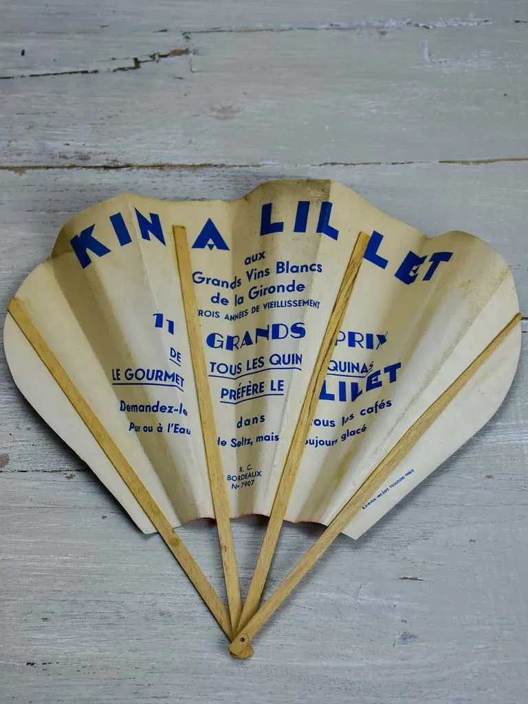 Mid Century Kina Lillet advertising paper fan