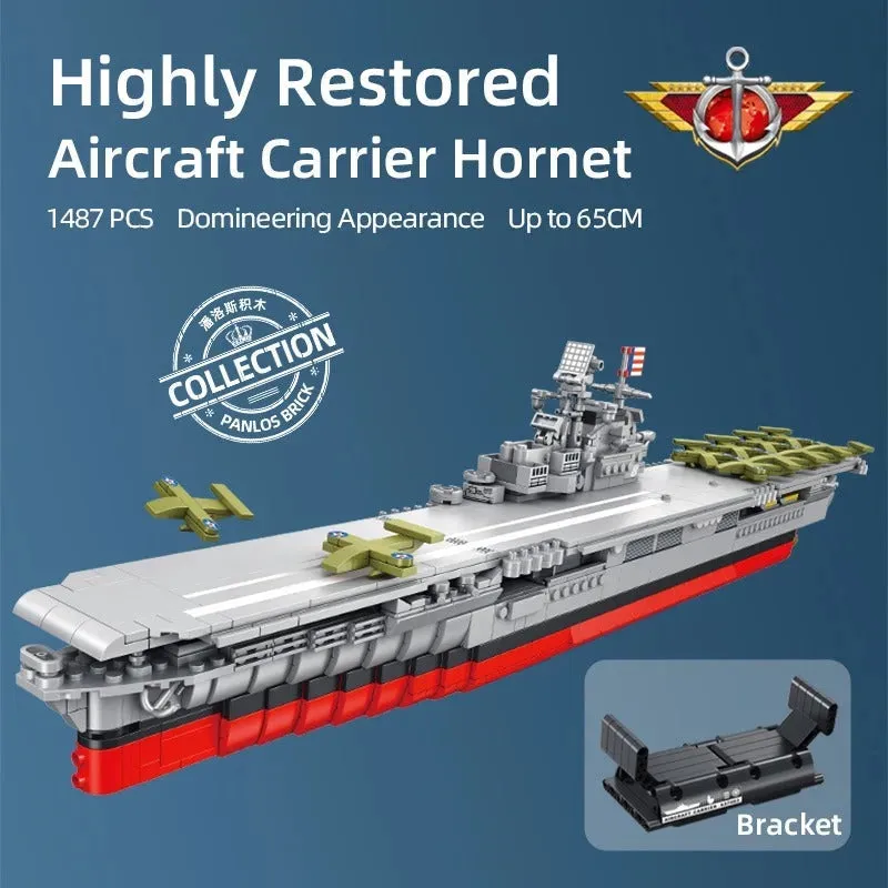 MOC Military USS Hornet Aircraft Carrier Warship Bricks Toys