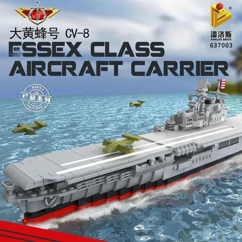 MOC Military USS Hornet Aircraft Carrier Warship Bricks Toys