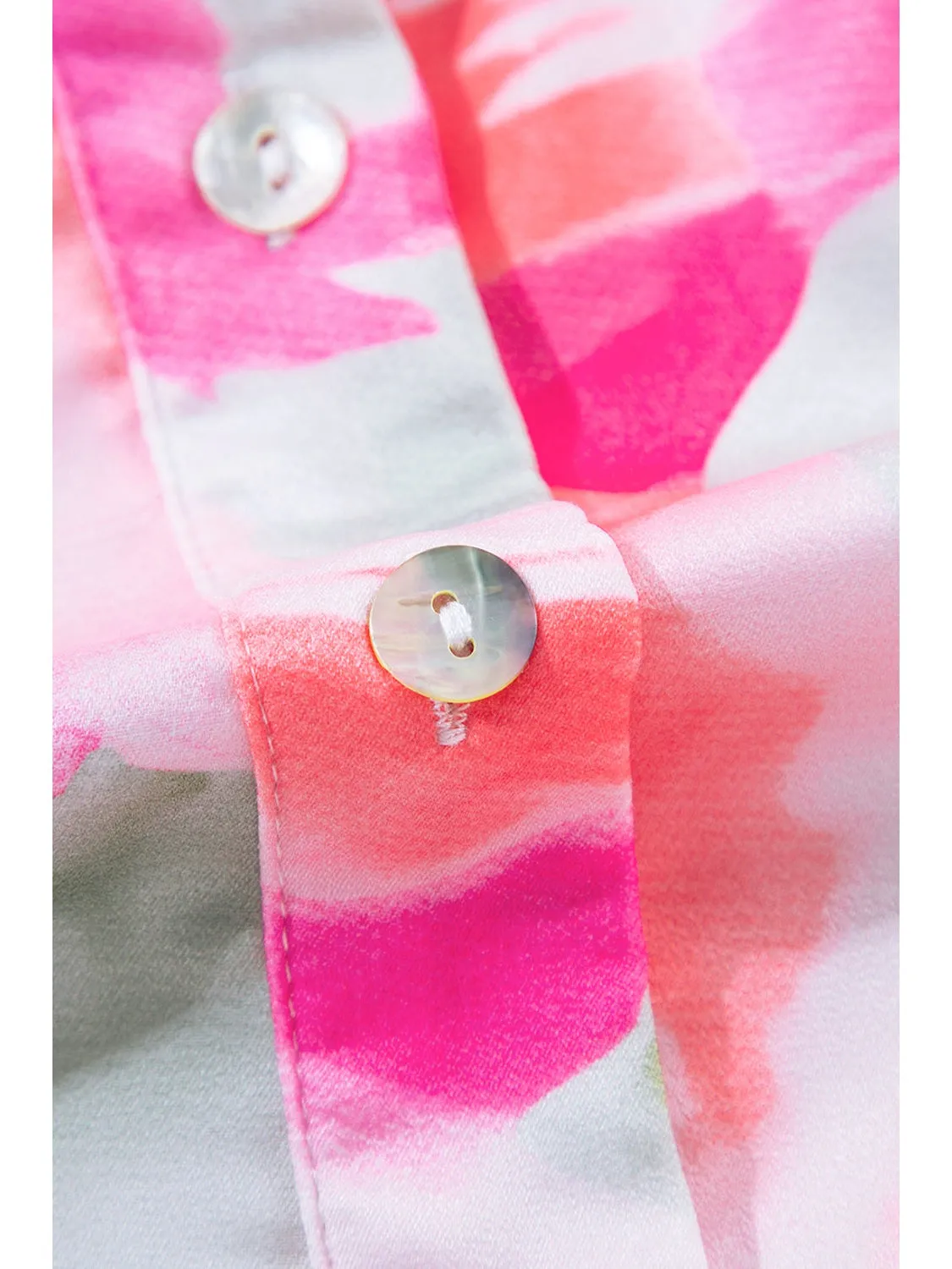 Multicolour Abstract Print Frill Detail Button Up Shirt