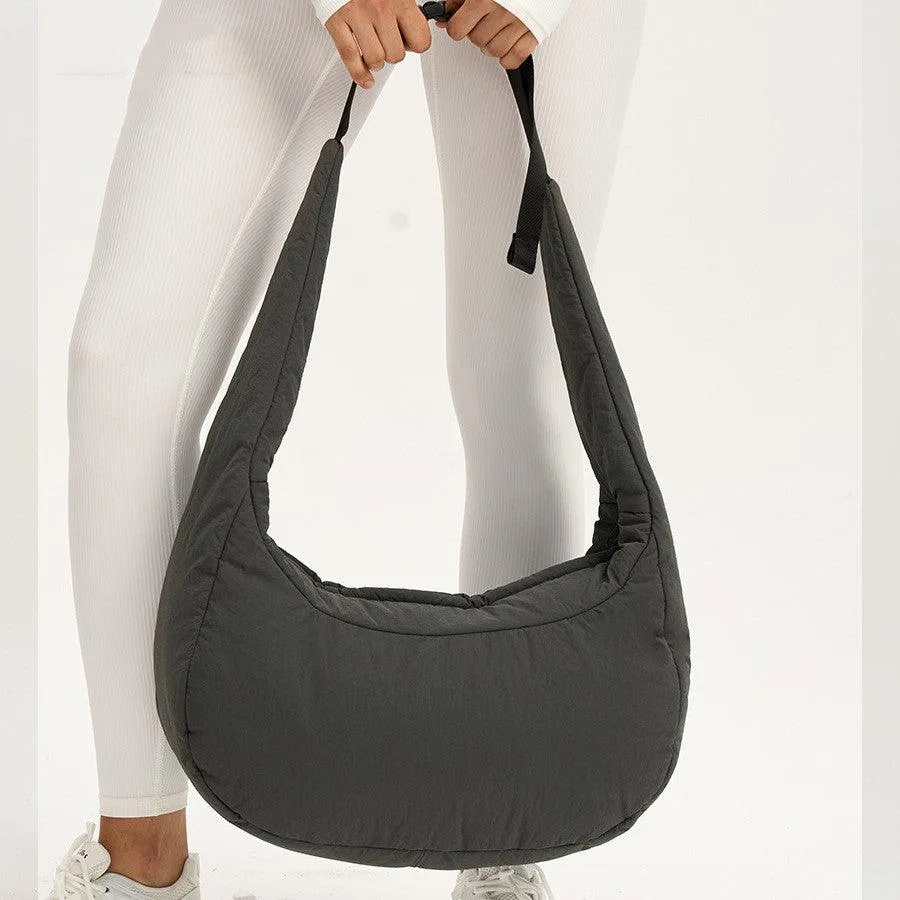 Nylon Quilted Large Capacity Messenger Bag - Stylish Dumpling Shape