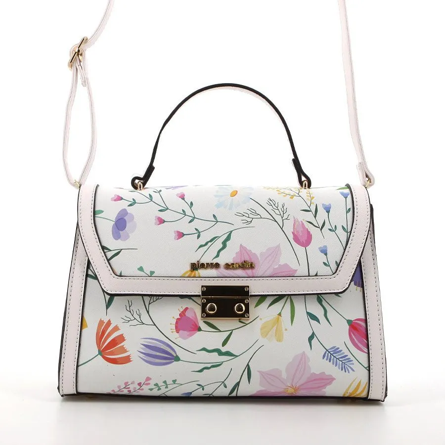 Pierre Cardin Christie Top Handle Handbag | White Floral