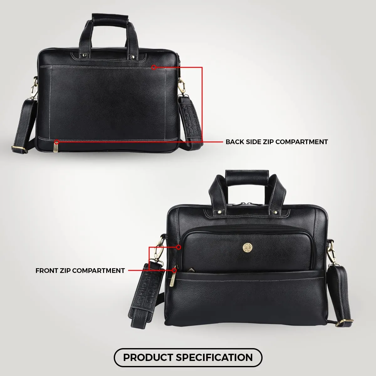 Premium Leather Laptop Side Bag for Men - Everyday Use - 1 Year Warranty