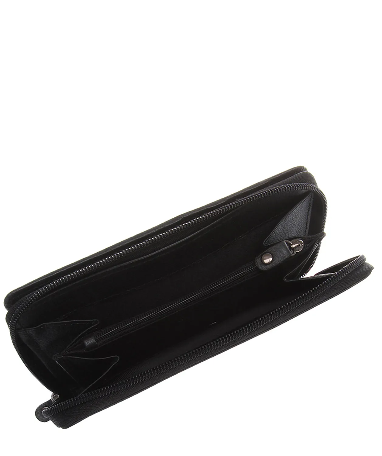 'Primrose' Soft Black Leather Zip-Round Purse