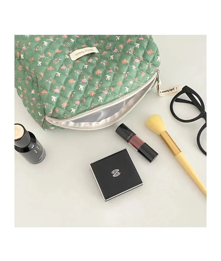 Quilted Soft Cotton Cosmetic Organizer bag