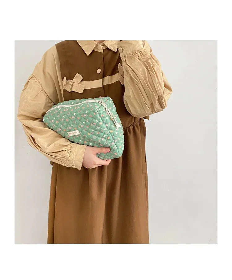 Quilted Soft Cotton Cosmetic Organizer bag