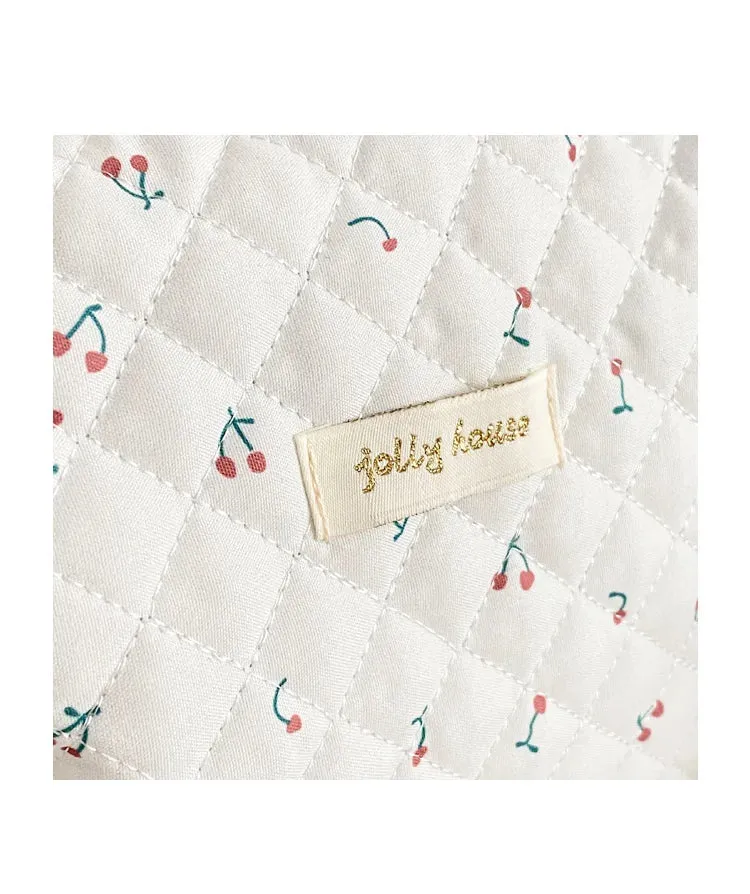 Quilted Soft Cotton Cosmetic Organizer bag