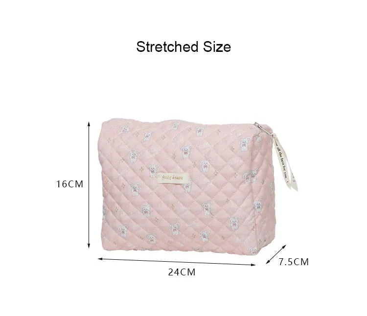 Quilted Soft Cotton Cosmetic Organizer bag