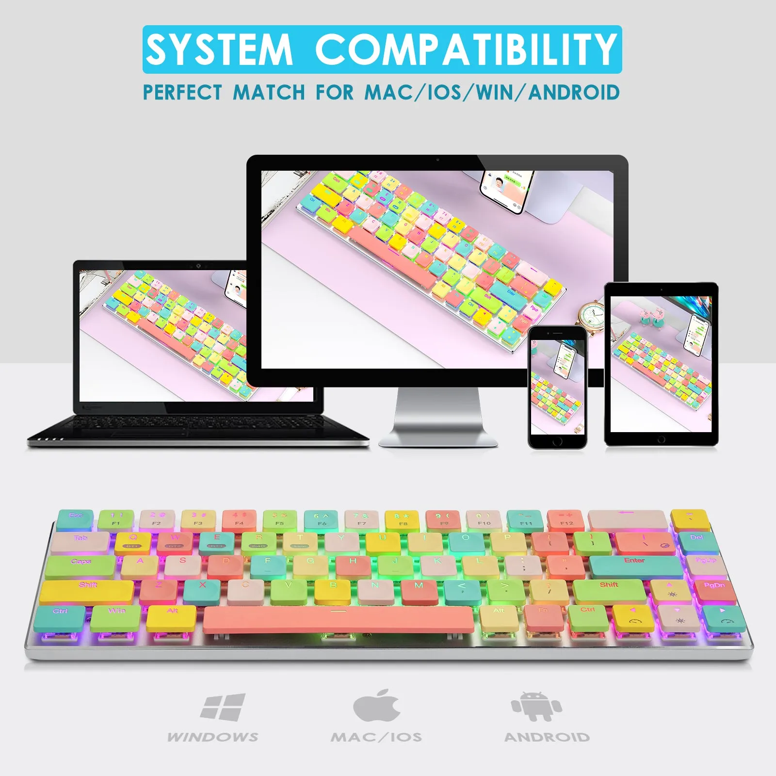 Rechargeable-Series 68 Keys Wireless Bluetooth Mechanical Gaming Keyboard