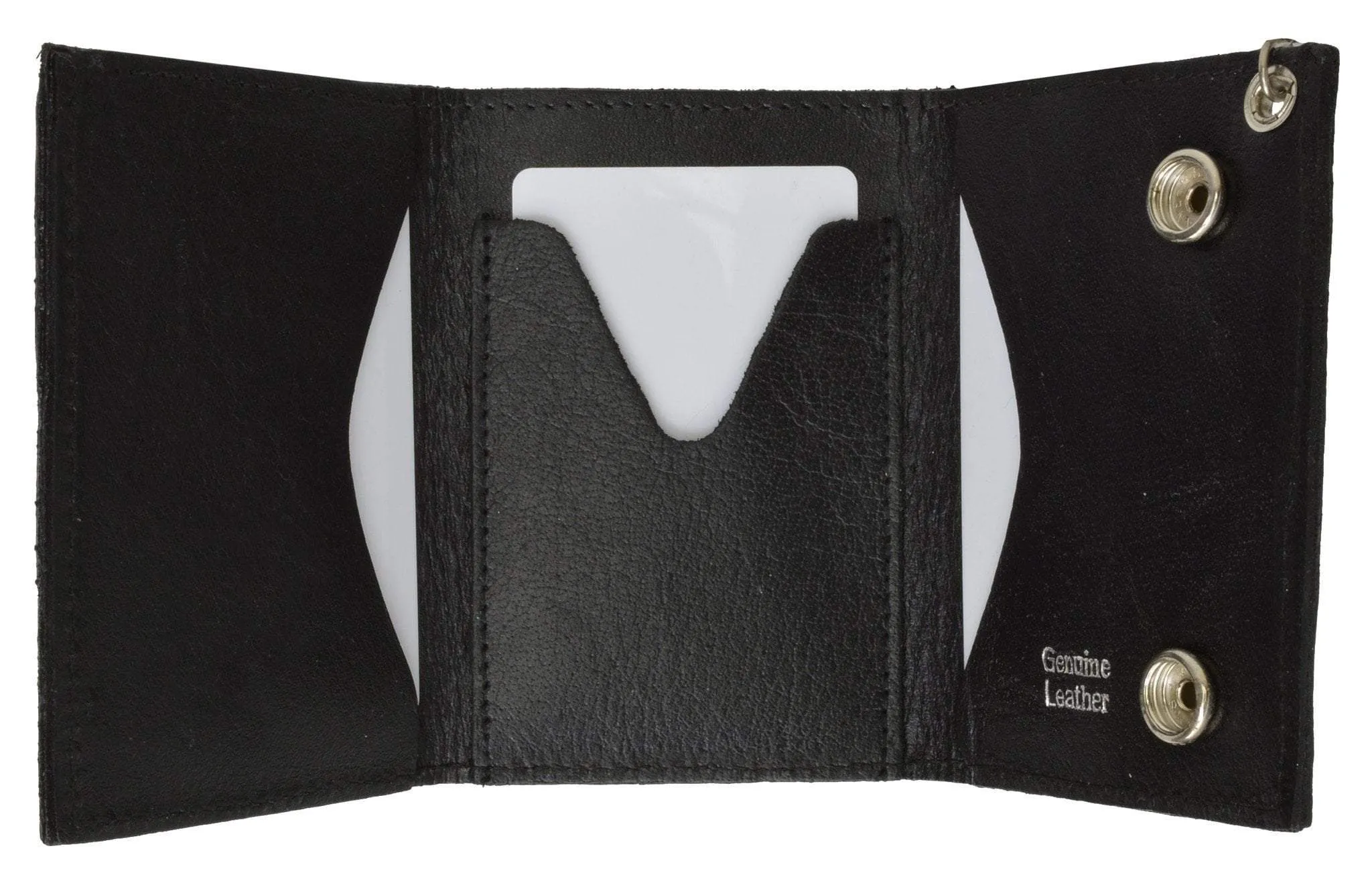 Red Eagle Imprint Biker Chain Trifold Wallet Genuine Leather 946-43 (C)