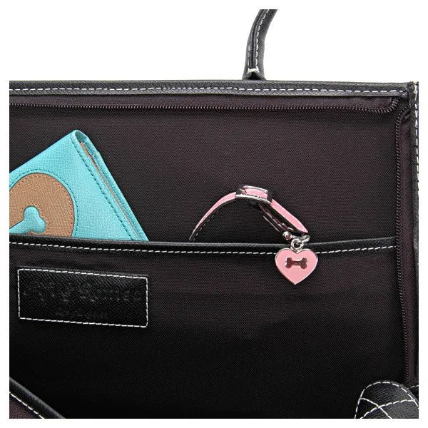 Red Polka Dot Wool & Black Leather Carrier