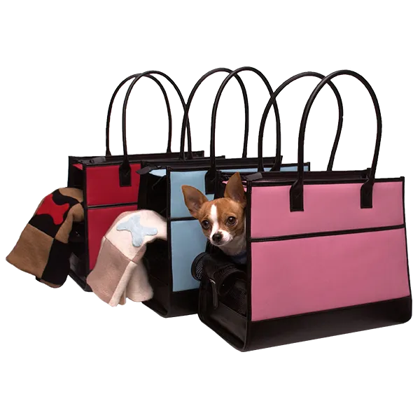 Red Polka Dot Wool & Black Leather Carrier