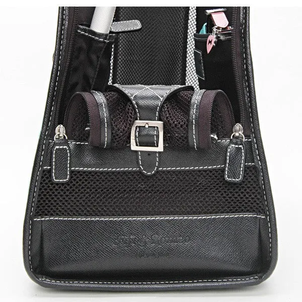 Red Polka Dot Wool & Black Leather Carrier