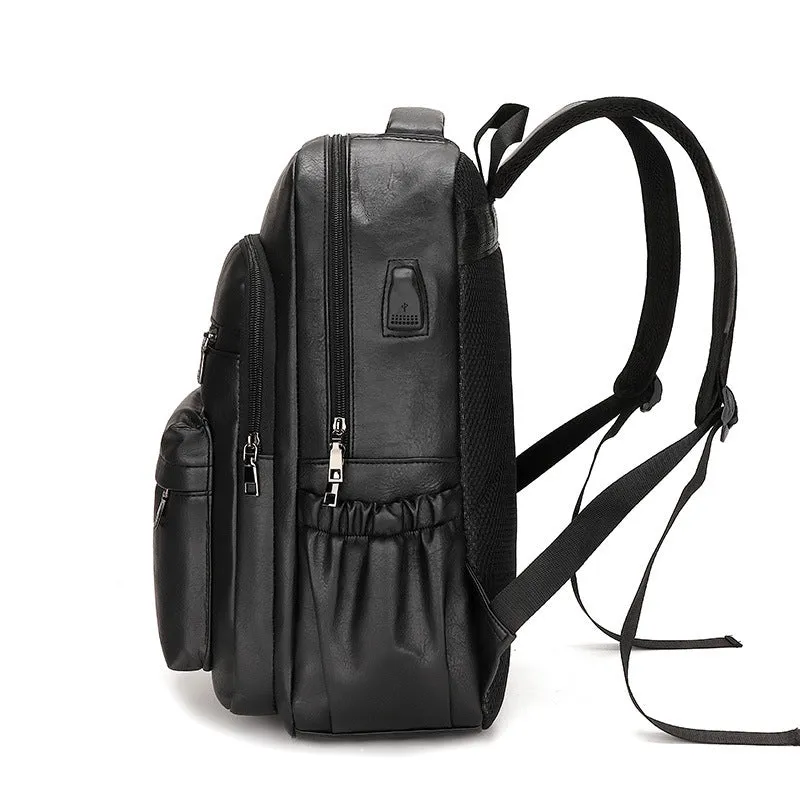 Retro Soft Leather Men's Backpack Foreign Trade Style Fashion Business Travel Computer Backpack  College Students Bag Men