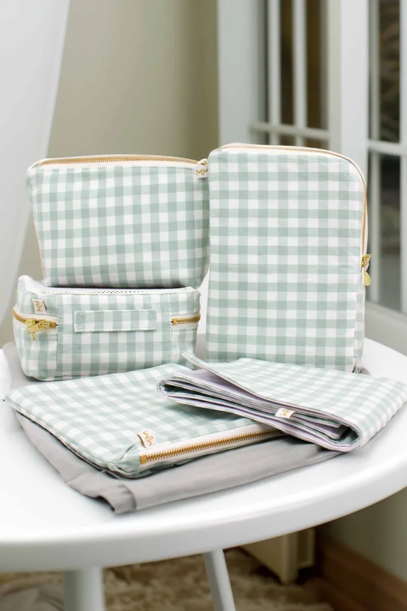 Sage Gingham Everyday Travel Diaper Pouch