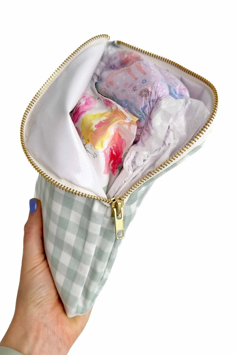 Sage Gingham Everyday Travel Diaper Pouch