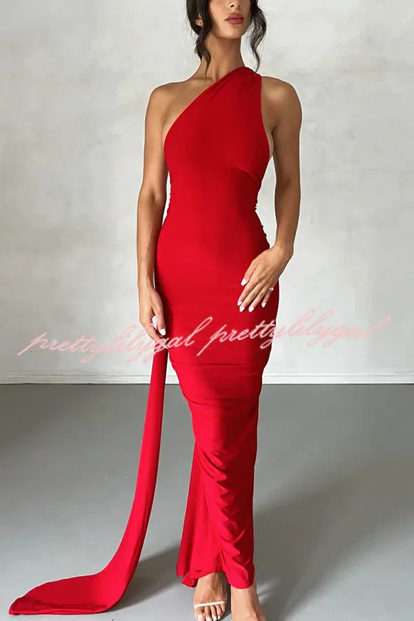 Sexy Backless Pleated Slim Solid Color Sleeveless Elegant Maxi Dress