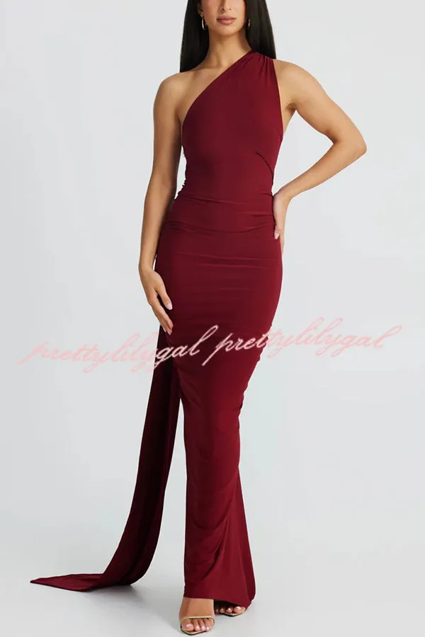 Sexy Backless Pleated Slim Solid Color Sleeveless Elegant Maxi Dress