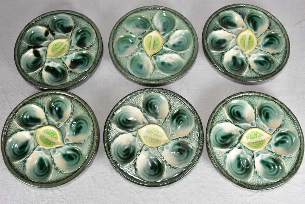 Six vintage  oyster serving plates - Saint Clement Barbotine