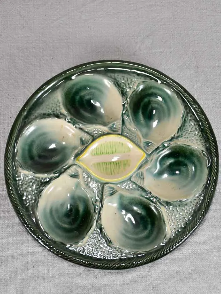 Six vintage  oyster serving plates - Saint Clement Barbotine