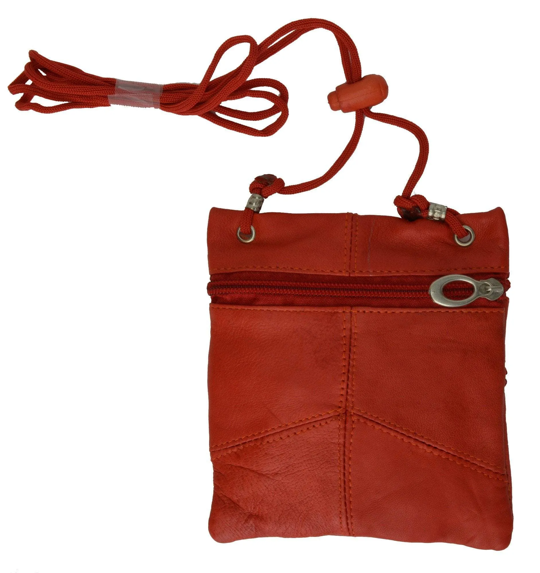 Soft Genuine Leather Purse Organizer Shoulder Bag 3 Zipper Pocket Travel Wallet 537 (C)