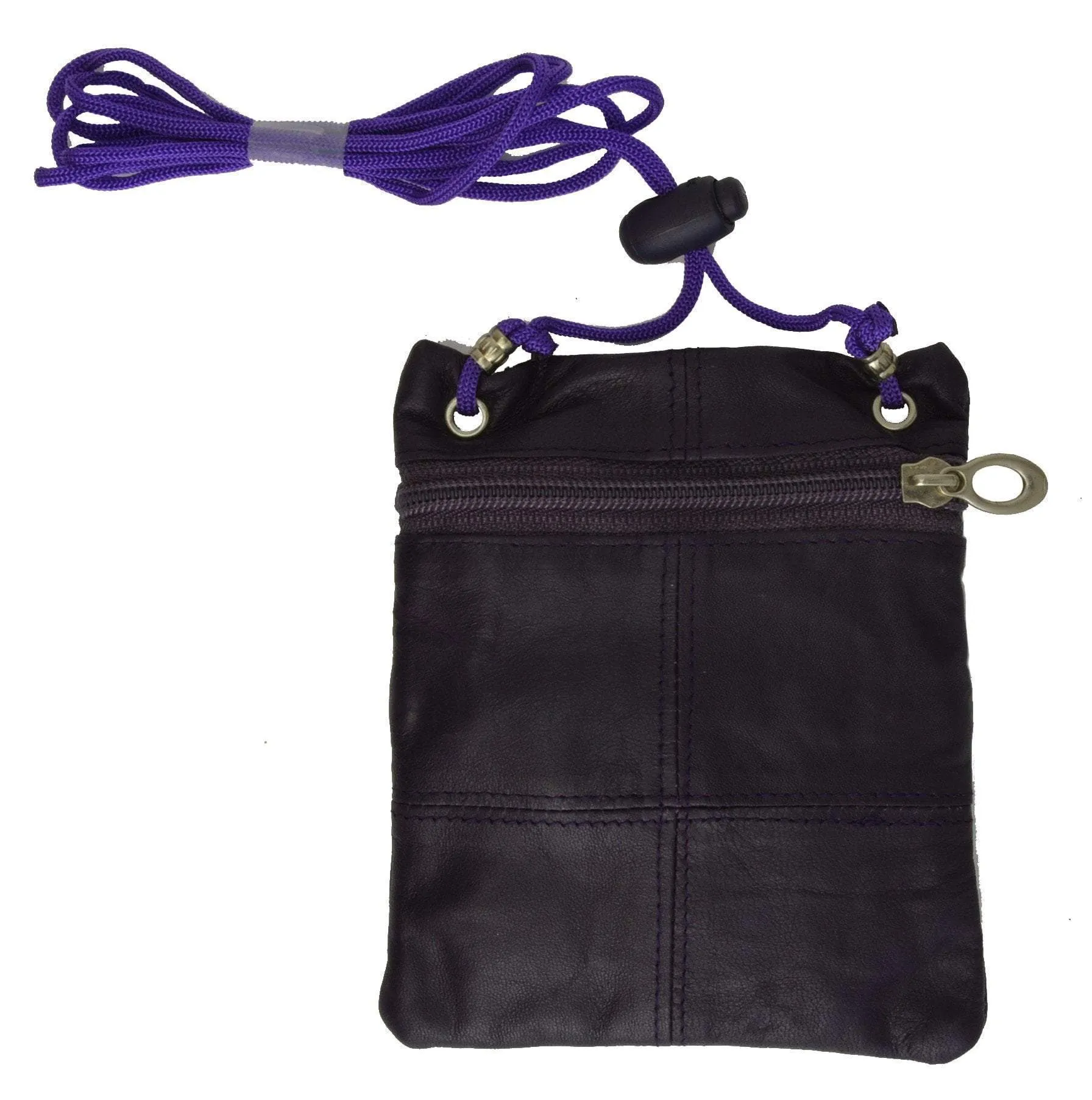 Soft Genuine Leather Purse Organizer Shoulder Bag 3 Zipper Pocket Travel Wallet 537 (C)