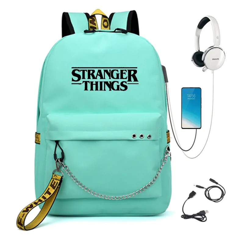 Stranger Things Backpack Backpack USB Charging Backpack Schoolbags for Boys and Girls