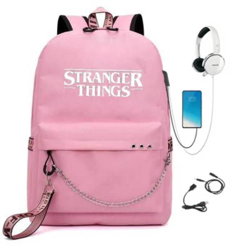 Stranger Things Backpack Backpack USB Charging Backpack Schoolbags for Boys and Girls