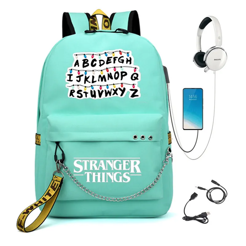 Stranger Things Backpack Backpack USB Charging Backpack Schoolbags for Boys and Girls