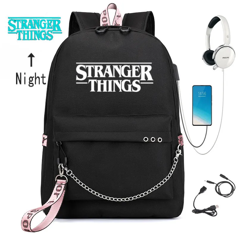 Stranger Things Backpack Backpack USB Charging Backpack Schoolbags for Boys and Girls