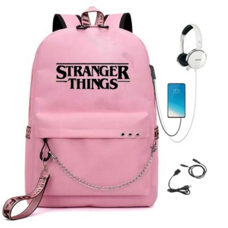 Stranger Things Backpack Backpack USB Charging Backpack Schoolbags for Boys and Girls