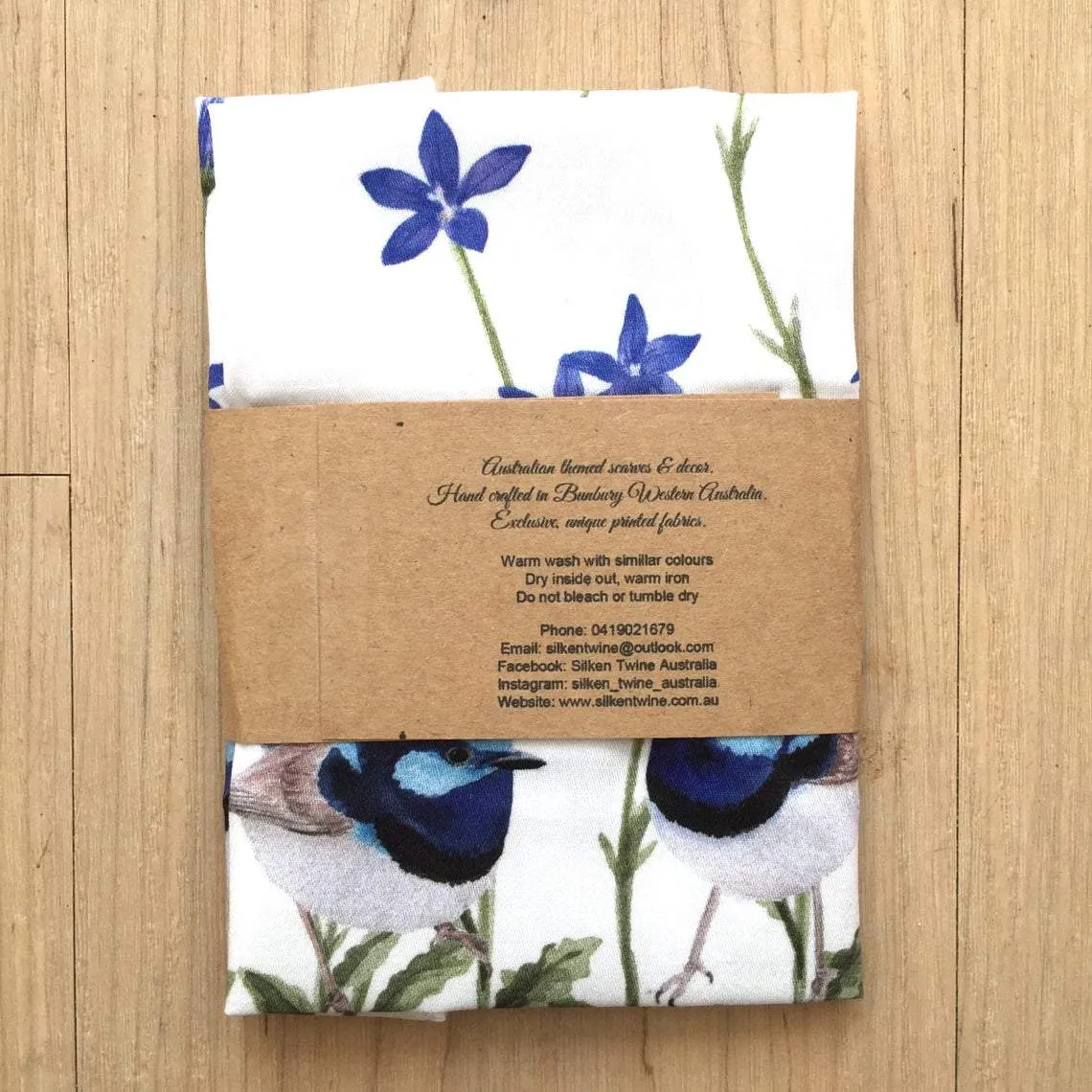 Superb Fairy Wren with Blue Bell Flowers