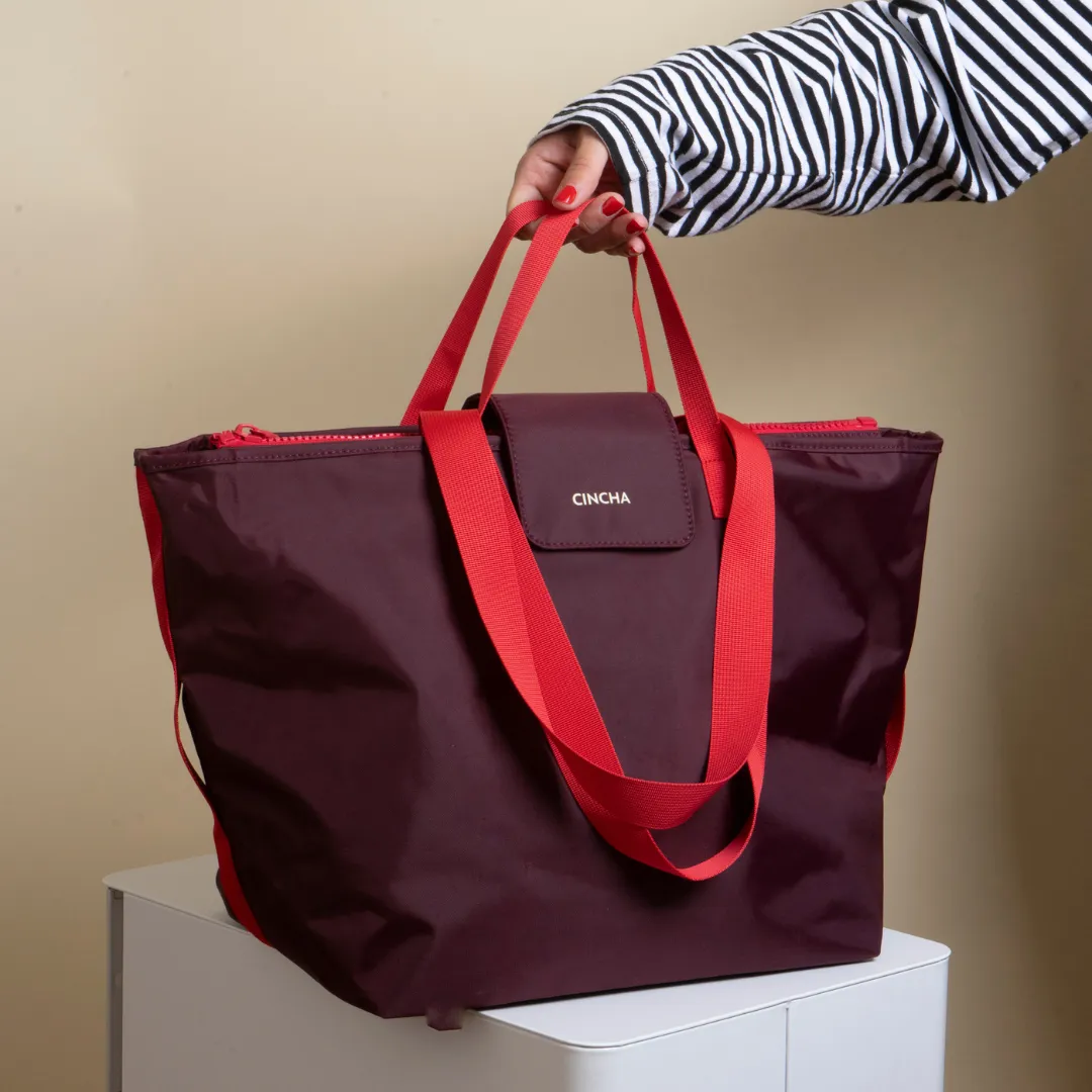 The Nylon Zip-All Tote - Merlot