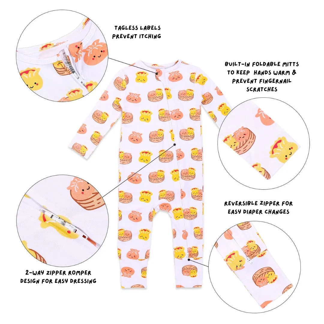 THE WEE BEAN | Kidswear | Bamboo Convertible Zip Romper - Dim Sum