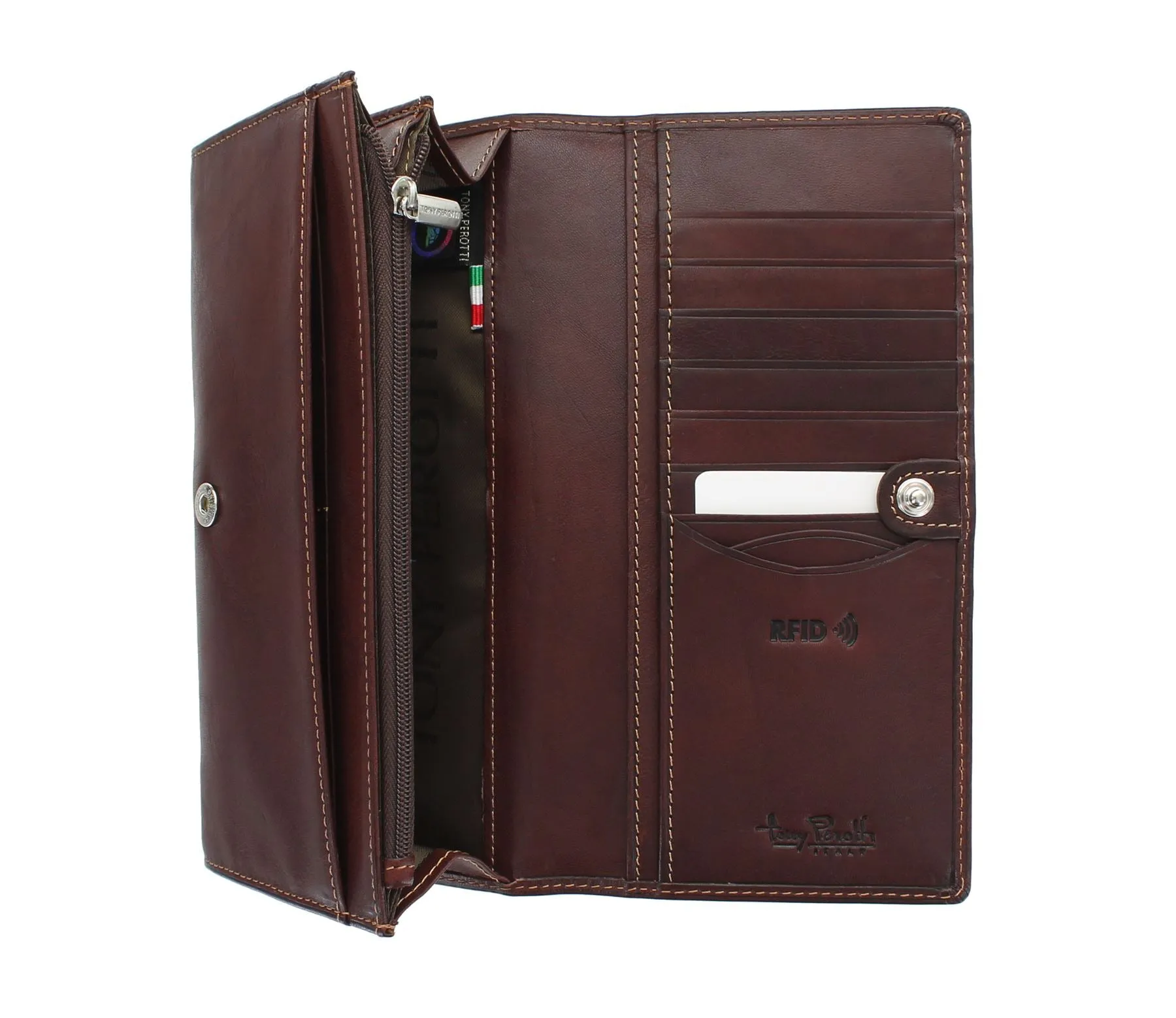 Tony Perotti Full Grain Leather Flap Over Purse With RFID Protection 1006_1