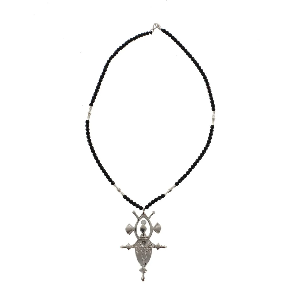 TZILA Silver & Black Bead Tuareg Cross¬ù Design
