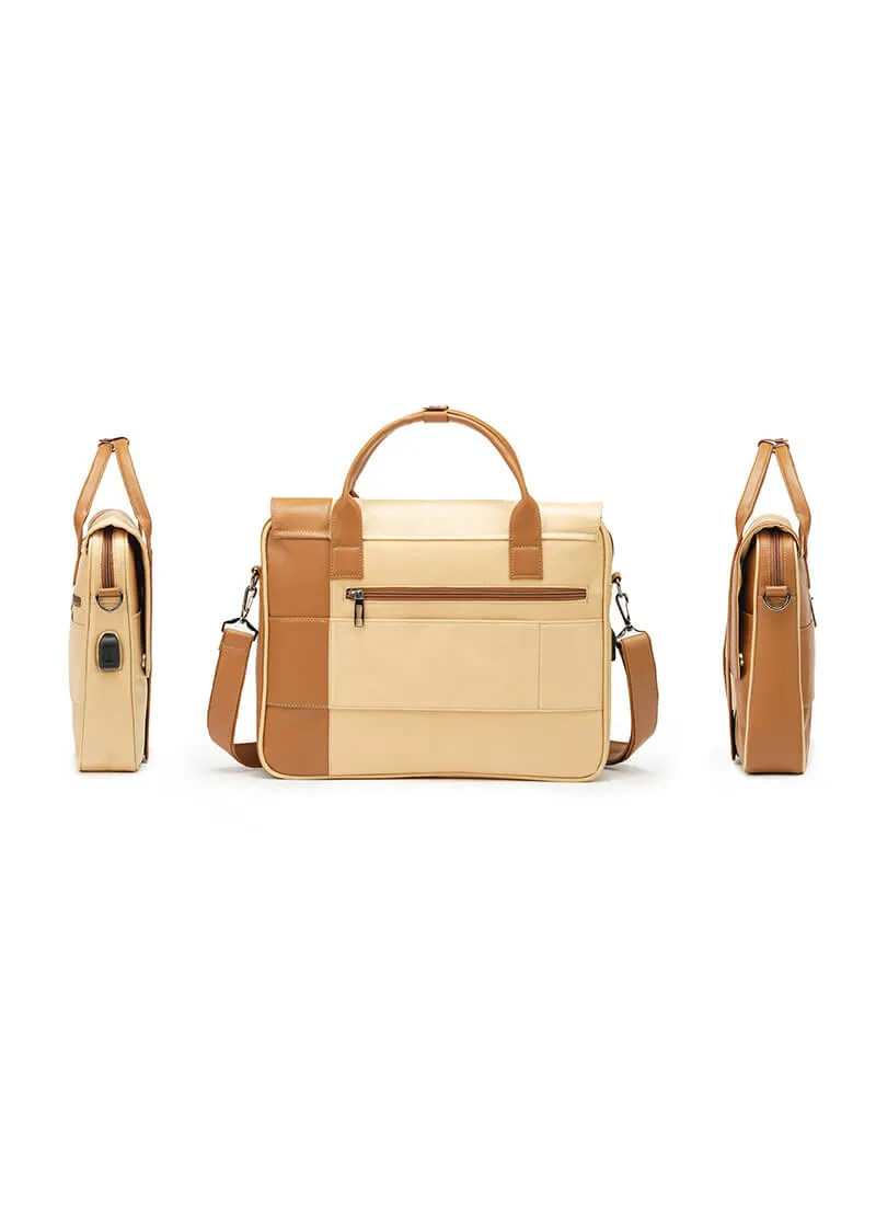 Urbix | Beige | Premium Laptop Messenger Bag