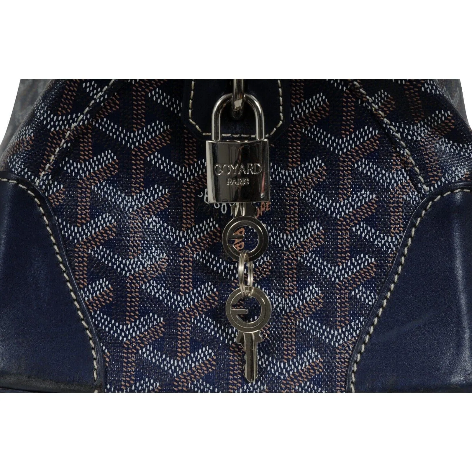 Vendome Sac GM Top Handle Tote Bag Navy Blue Computer Carry On Travel