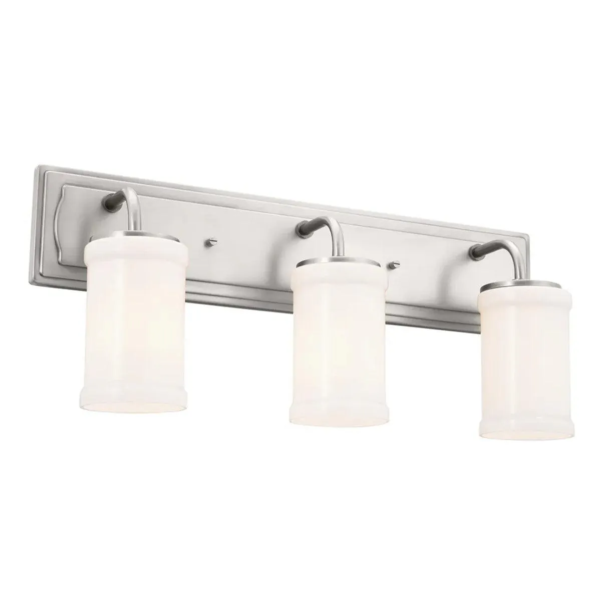 Vetivene 24 In 3-Lights Bathroom Vanity Light With Opal Glass, Silver Finish