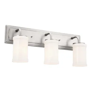 Vetivene 24 In 3-Lights Bathroom Vanity Light With Opal Glass, Silver Finish