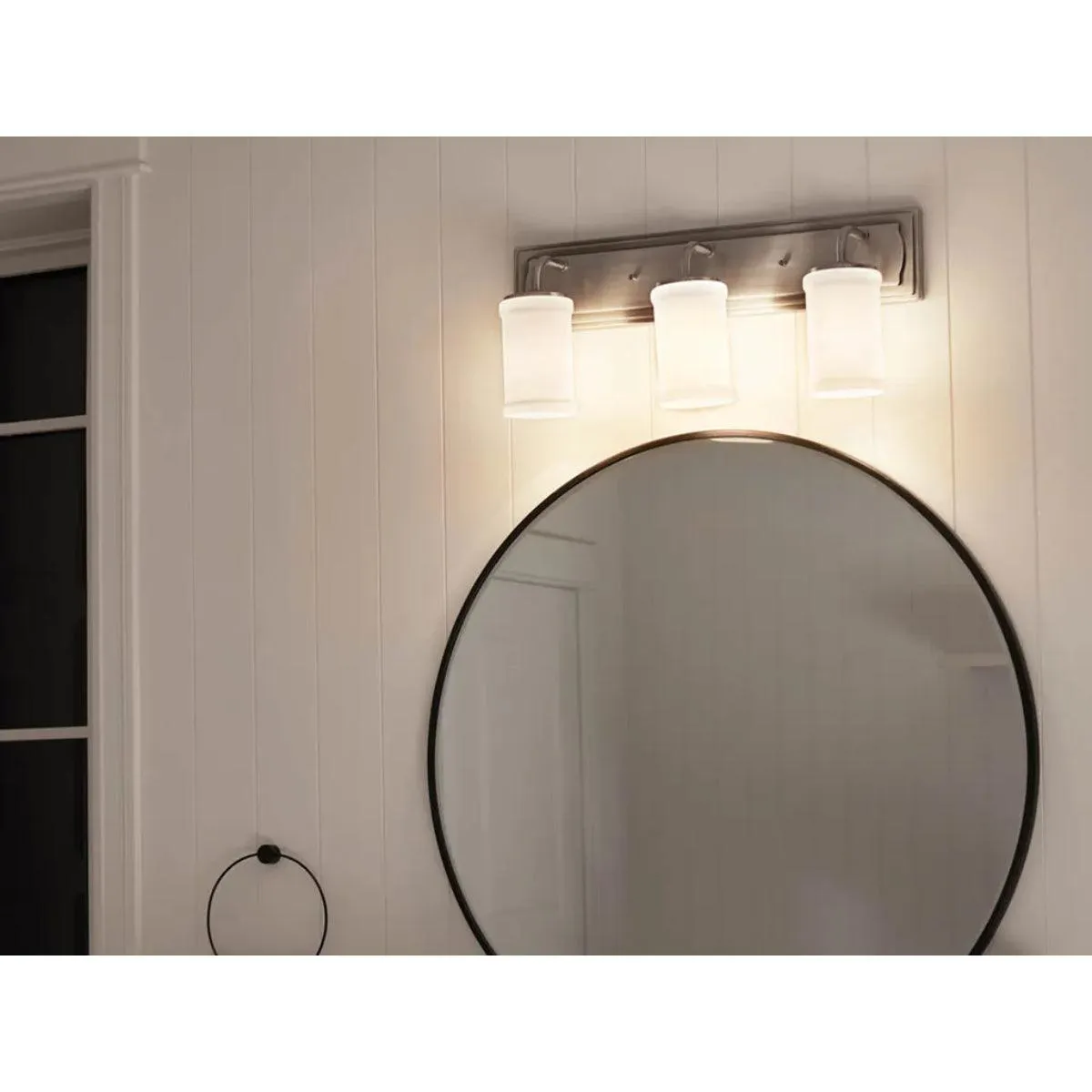 Vetivene 24 In 3-Lights Bathroom Vanity Light With Opal Glass, Silver Finish