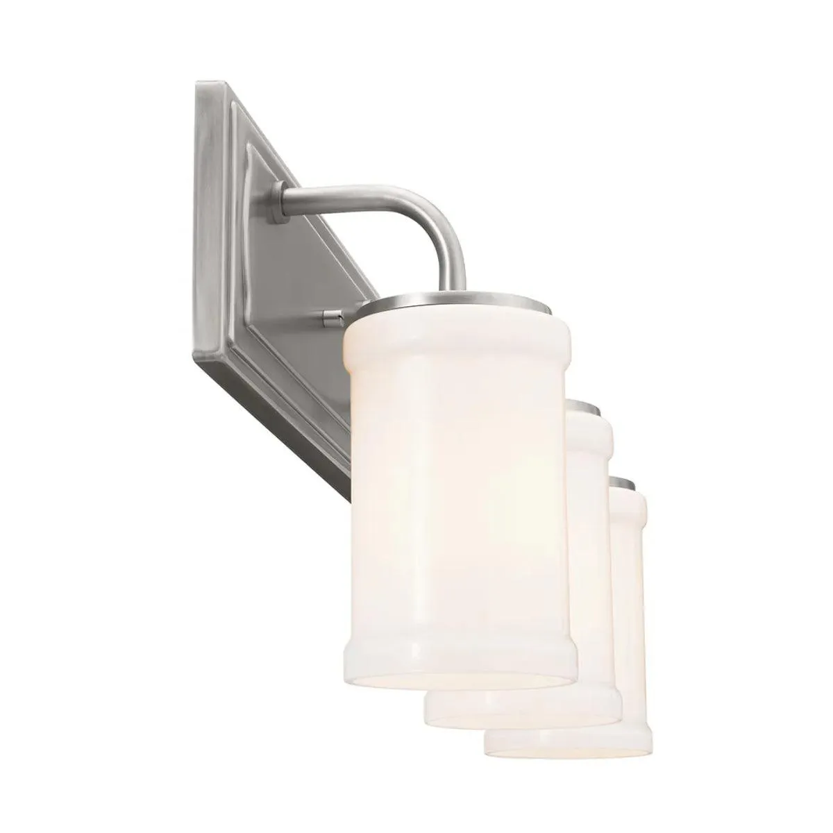 Vetivene 24 In 3-Lights Bathroom Vanity Light With Opal Glass, Silver Finish