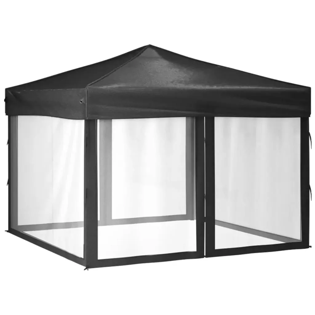 vidaXL Folding Party Tent with Sidewalls Anthracite 3x3 m