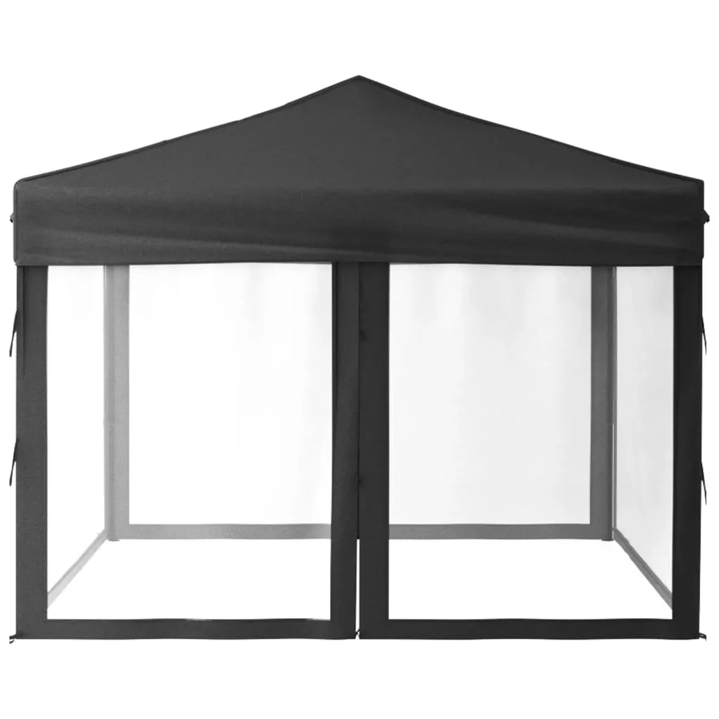 vidaXL Folding Party Tent with Sidewalls Anthracite 3x3 m