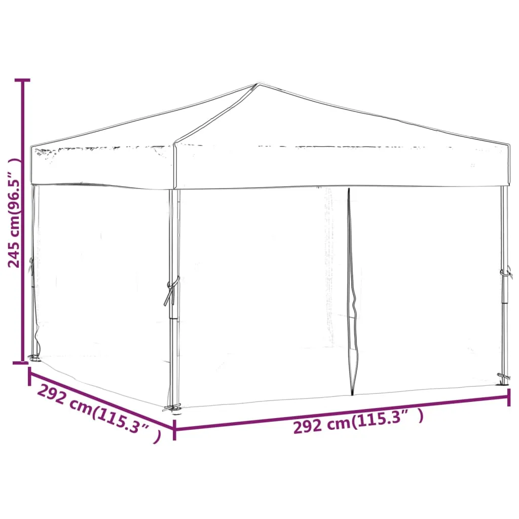 vidaXL Folding Party Tent with Sidewalls Anthracite 3x3 m