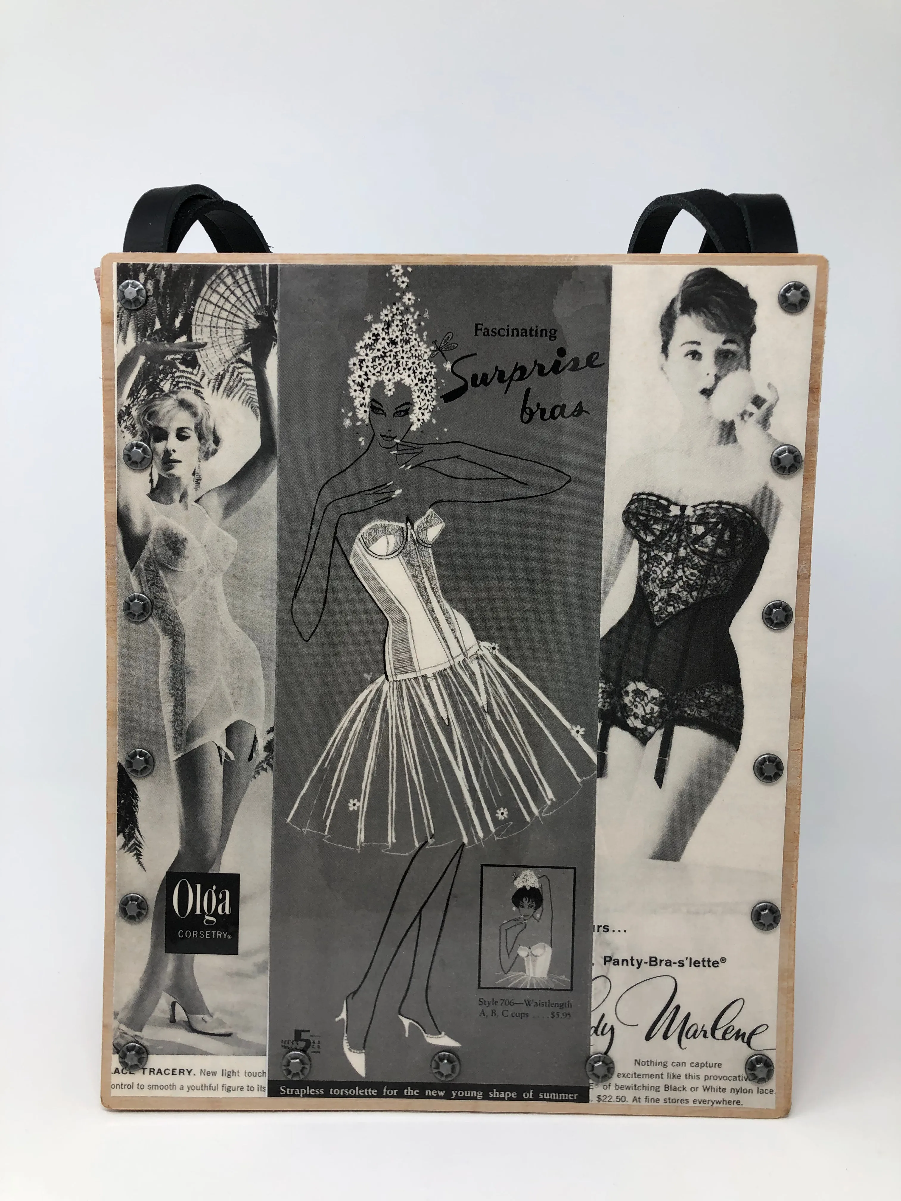 Vintage Graphics Purse - Vintage Lingerie Collage Vogue 1959