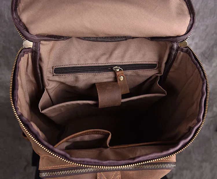 Vintage Muti-funciton Travel Backpack Cross body Leather Bag