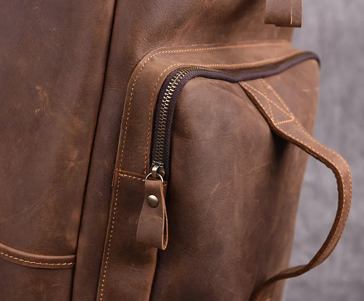 Vintage Muti-funciton Travel Backpack Cross body Leather Bag