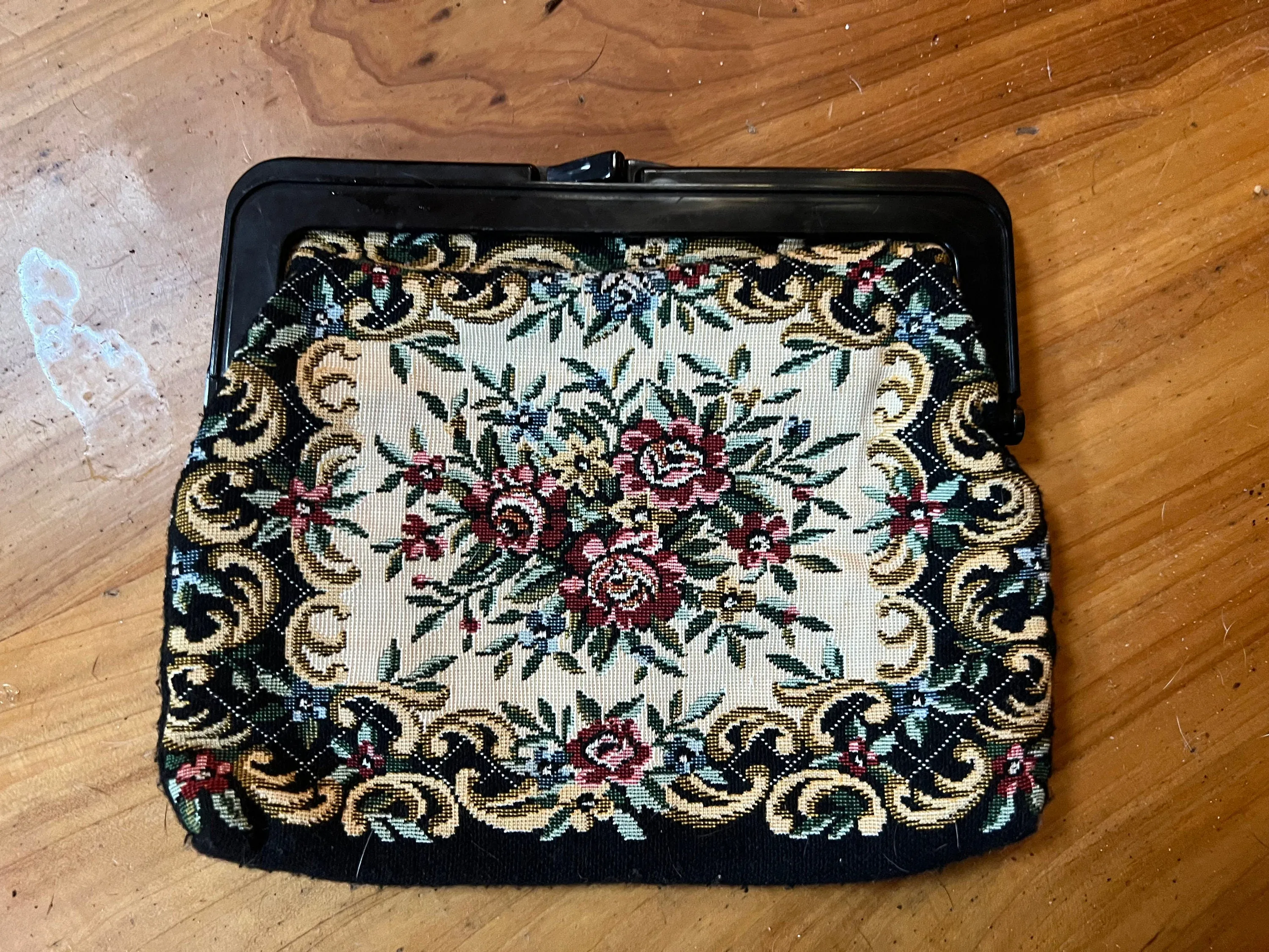 Vintage tapestry purse clutch