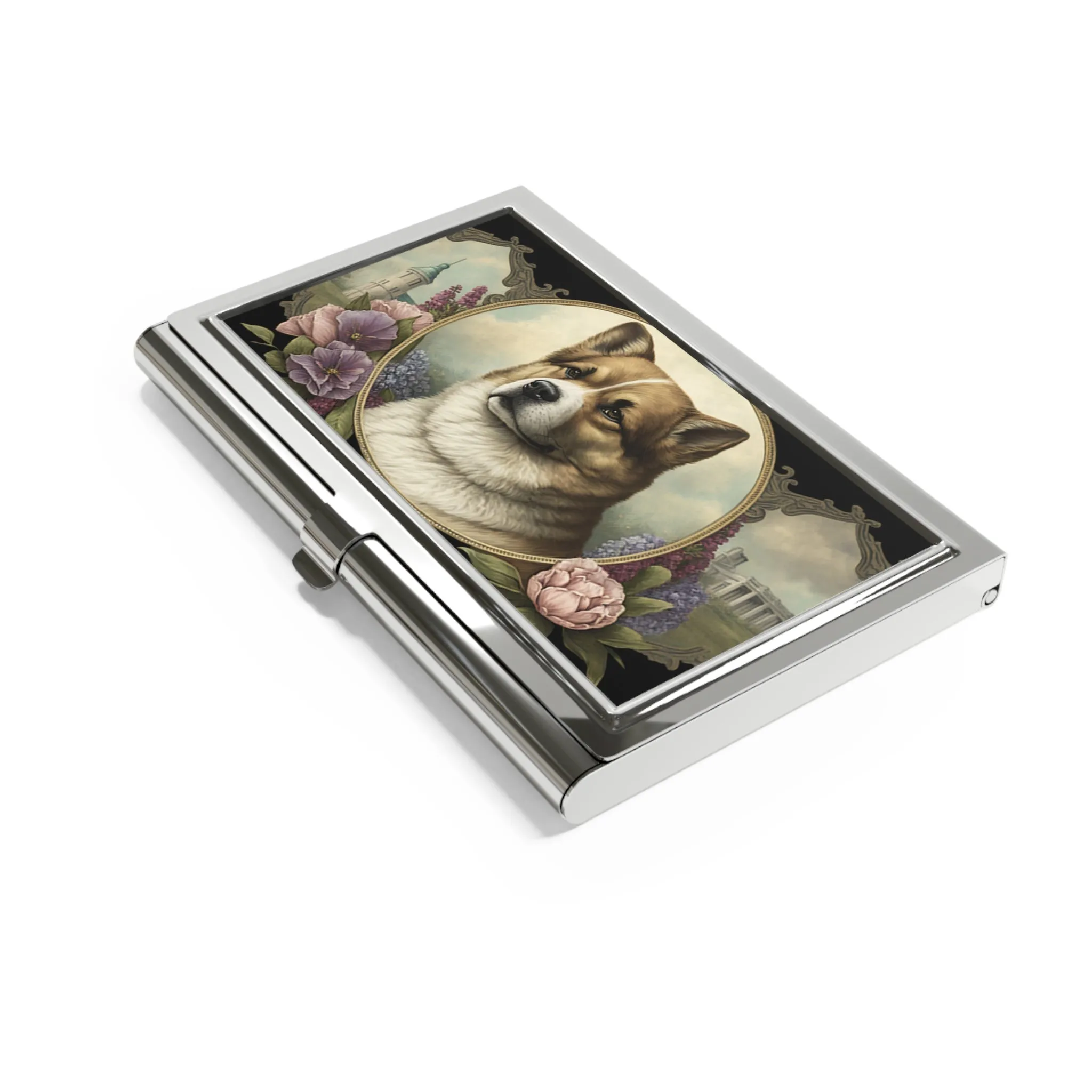 Vintage Victorian Akita Dog Business Card Holder